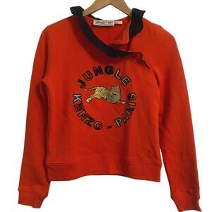 Kenzo x H&M Tiger Print Ruffled Sweatshirt Women’s Size XS Festival Funky Silk